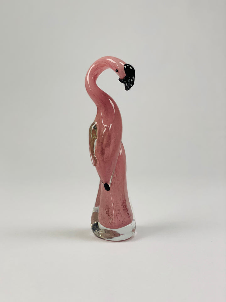 Glazen beeldje flamingo, mond geblazen