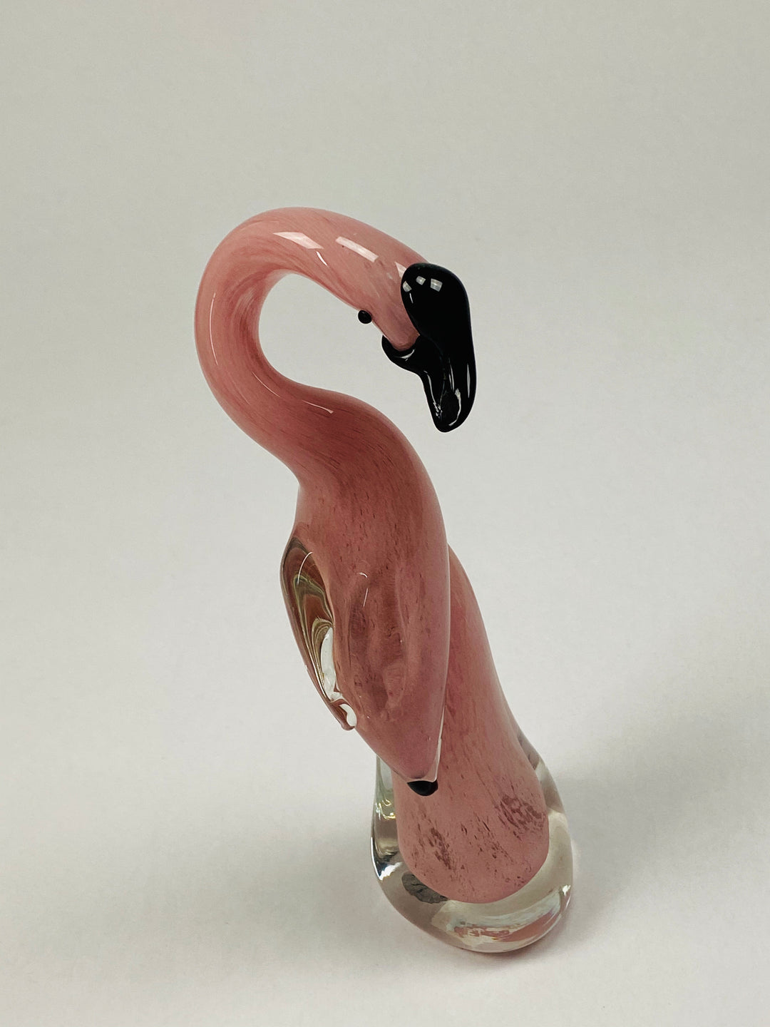 Glazen beeldje flamingo, mond geblazen