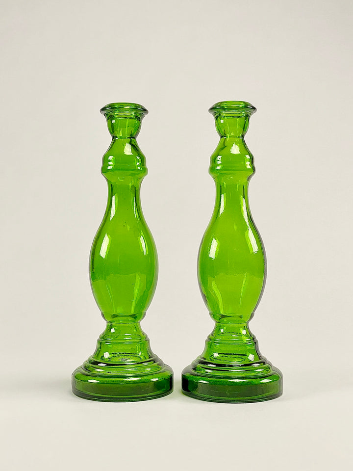 Kandelaar in gerecycled glas, groen