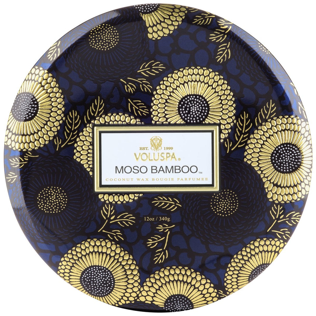 Geurkaars moso bamboo, 3 wieken, tin