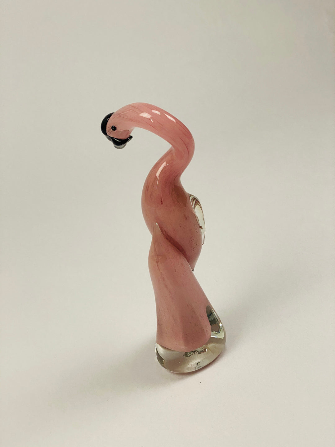 Glazen beeldje flamingo, mond geblazen